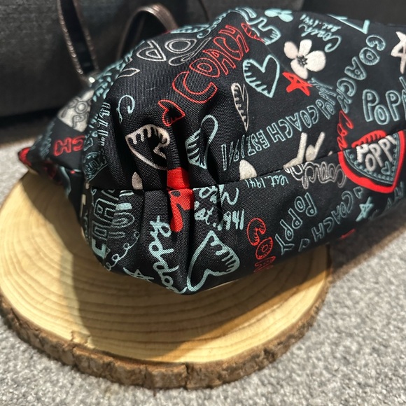 Coach Poppy Black Graffiti Shoulder Bag Tote Purse - Picture 3 of 14